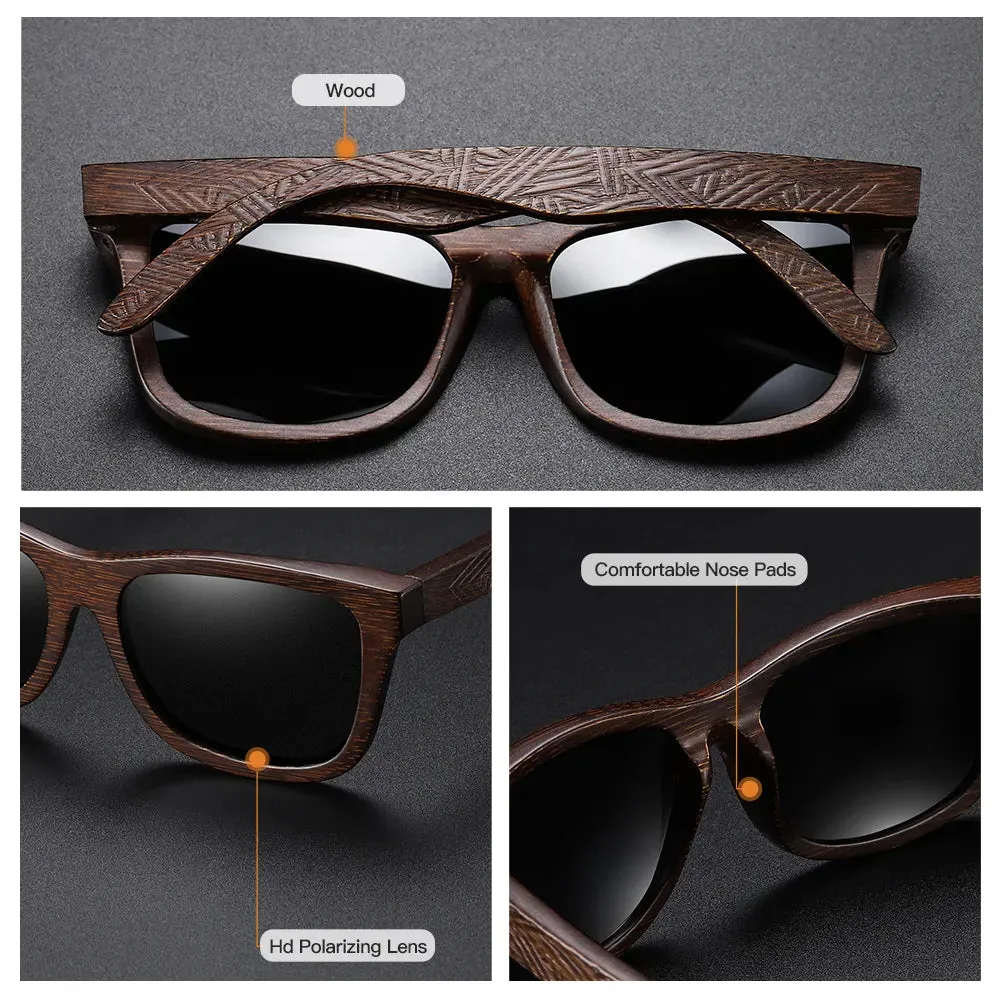 Natural Bamboo Wooden Sunglasses Handmade Polarized Sunglasses Mirror Coated Lenses  Eco-Friendly Eyewear