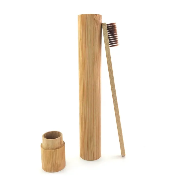 Natural Bamboo Wooden Toothbrush With Holder