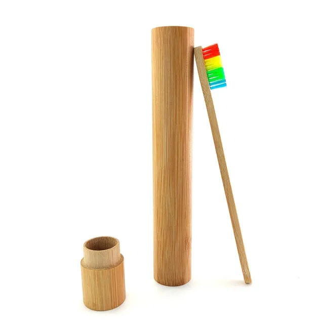 Natural Bamboo Wooden Toothbrush With Holder