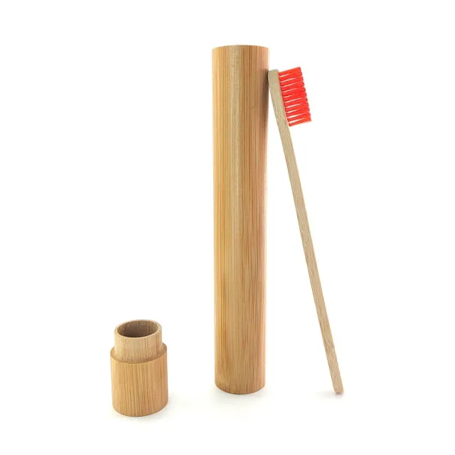Natural Bamboo Wooden Toothbrush With Holder