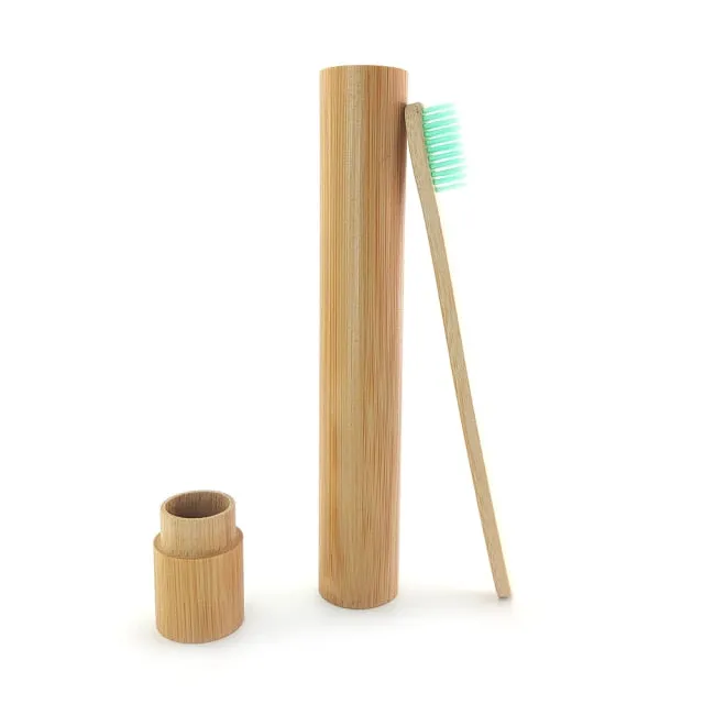 Natural Bamboo Wooden Toothbrush With Holder