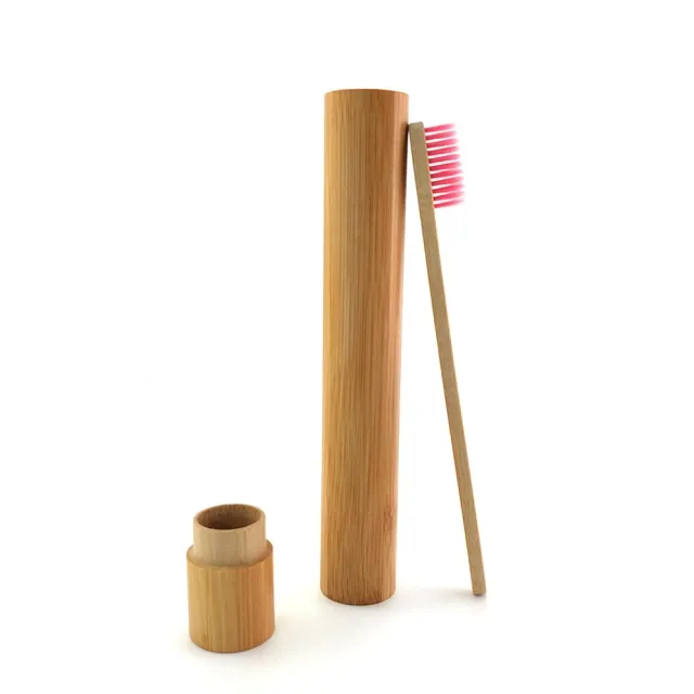 Natural Bamboo Wooden Toothbrush With Holder