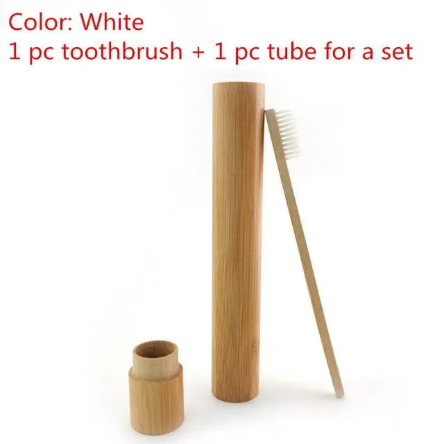 Natural Bamboo Wooden Toothbrush With Holder