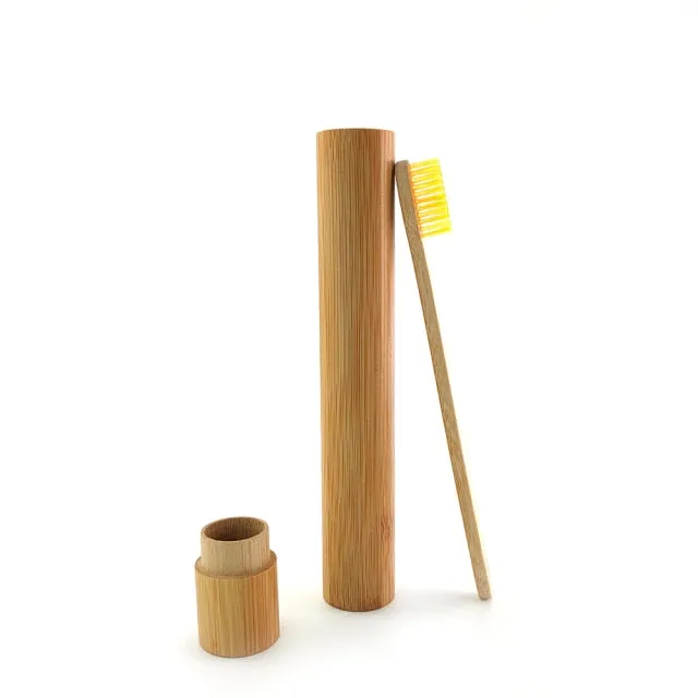 Natural Bamboo Wooden Toothbrush With Holder