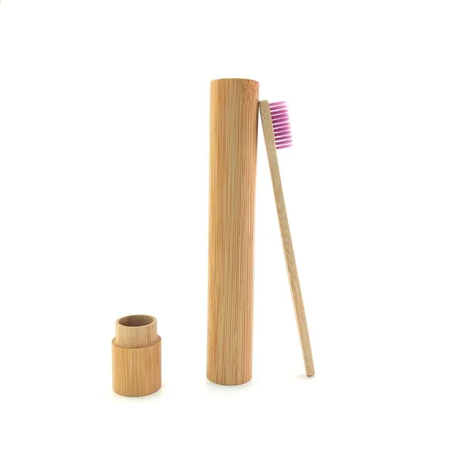 Natural Bamboo Wooden Toothbrush With Holder