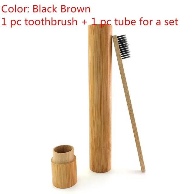 Natural Bamboo Wooden Toothbrush With Holder