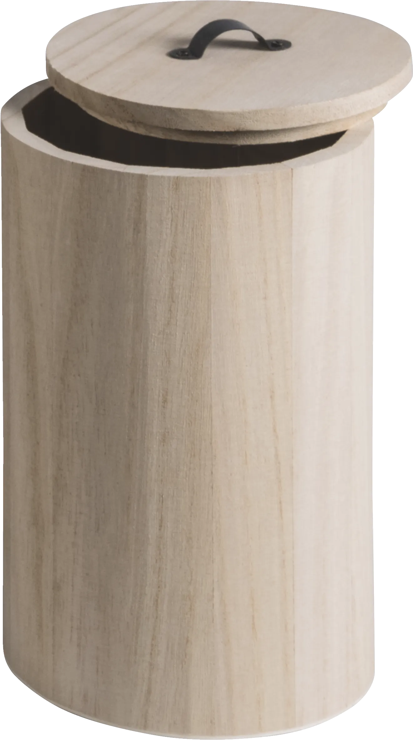 Natural Wooden Cylindrical Box 20cmx12cm Metal Handle Box Craft