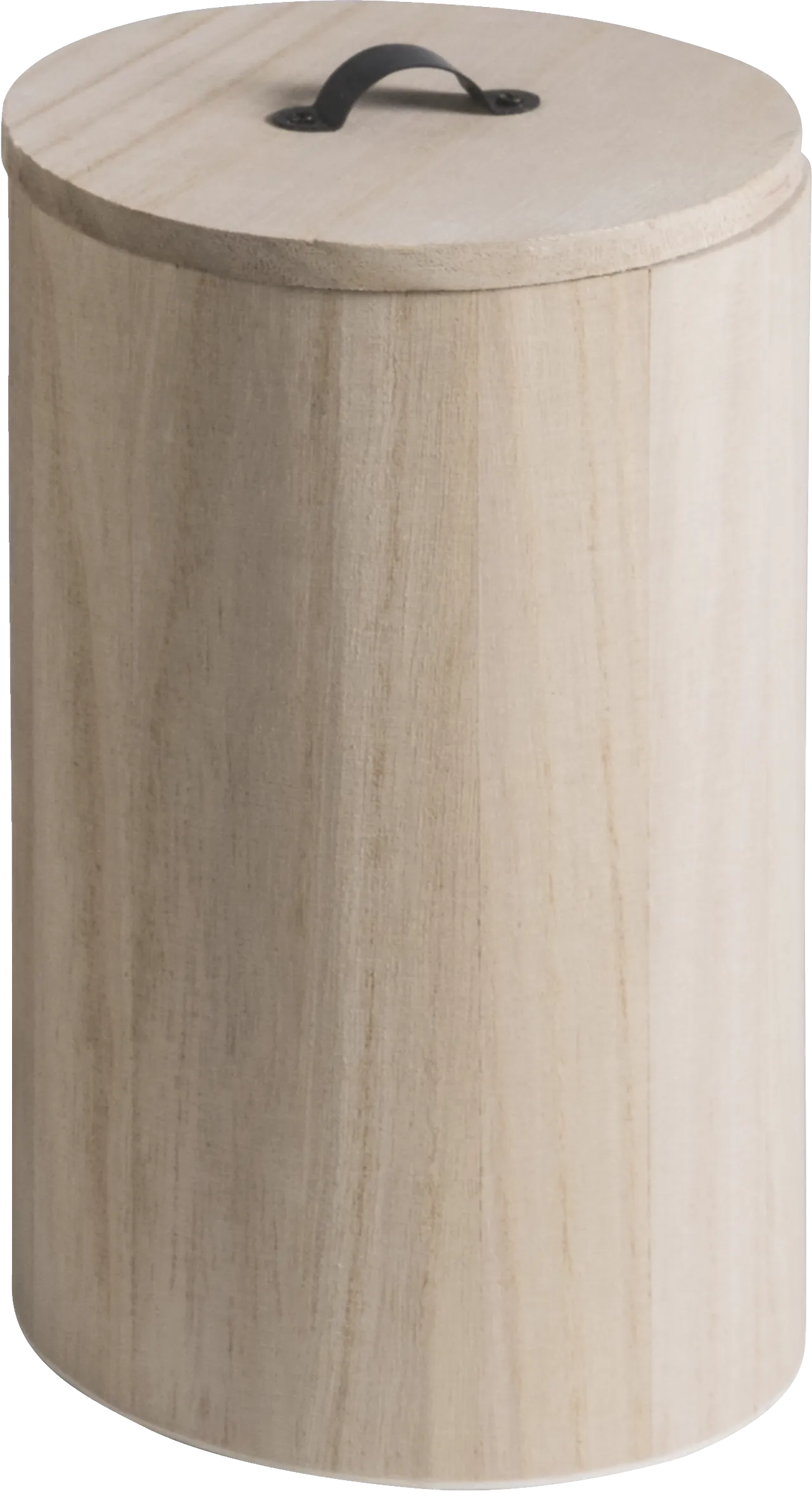 Natural Wooden Cylindrical Box 20cmx12cm Metal Handle Box Craft