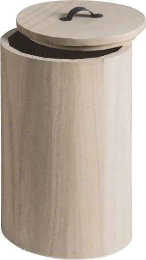 Natural Wooden Cylindrical Box 20cmx12cm Metal Handle Box Craft