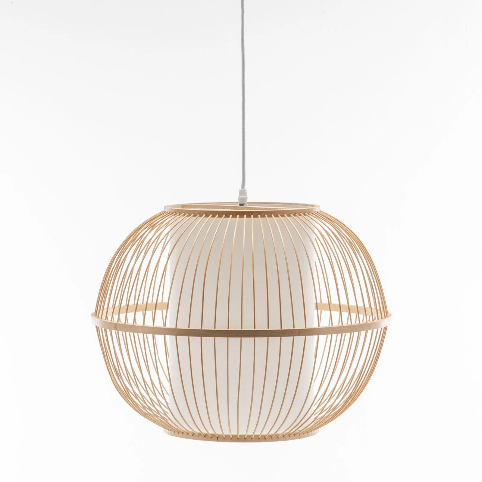 Natural Woven Bamboo Sphere Pendant Lamp Hanging Light Bell Shade Boho Tropical