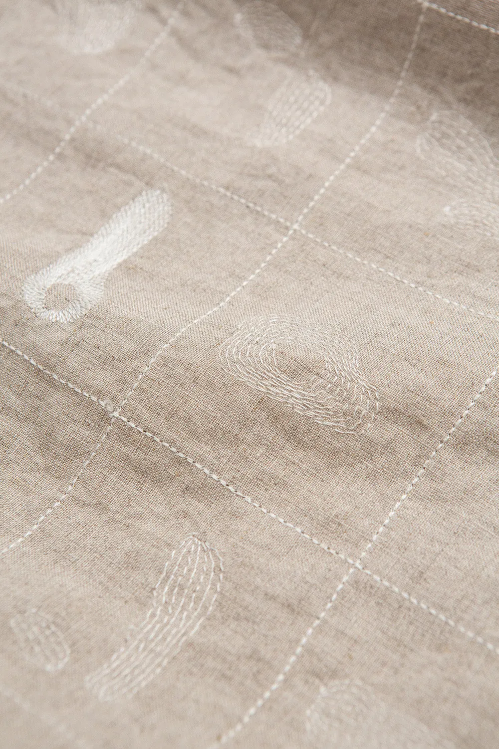 Nava Linen Caftan in Natural Line Embroidery