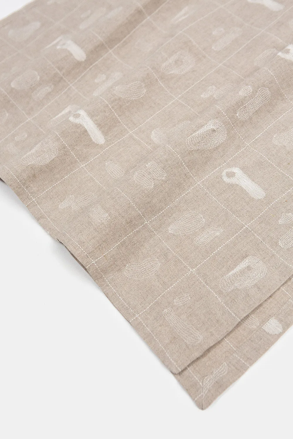 Nava Linen Caftan in Natural Line Embroidery