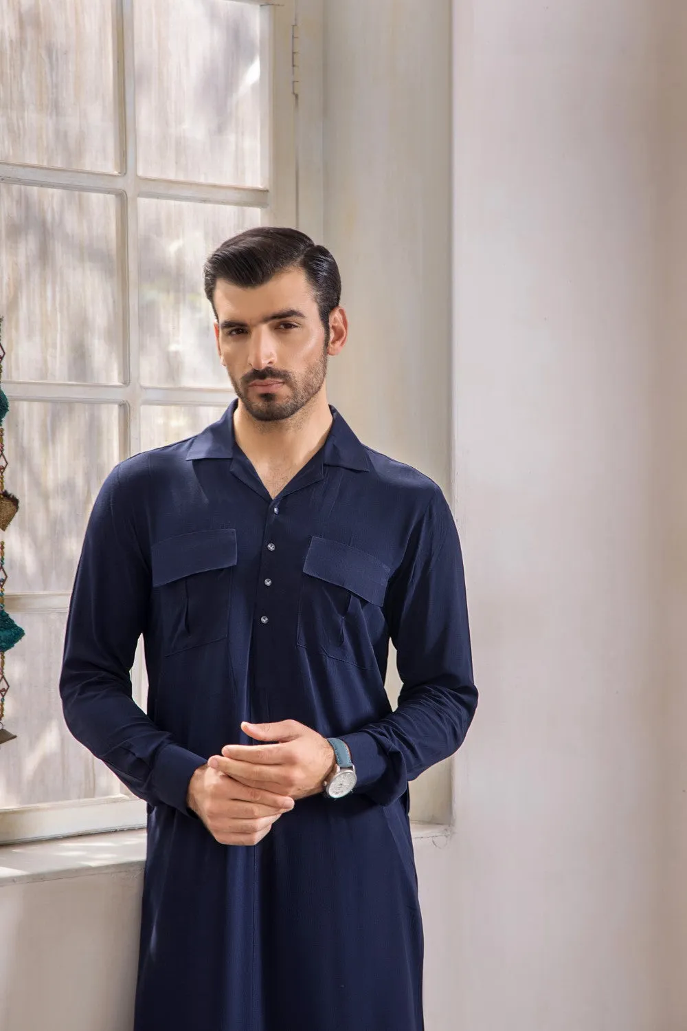 Navy Mens Kurta Trouser