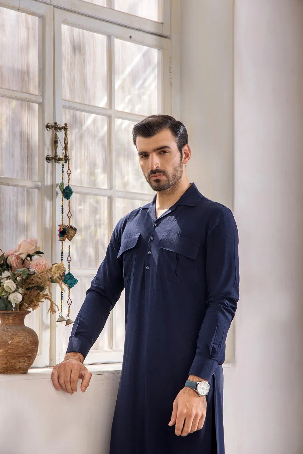 Navy Mens Kurta Trouser