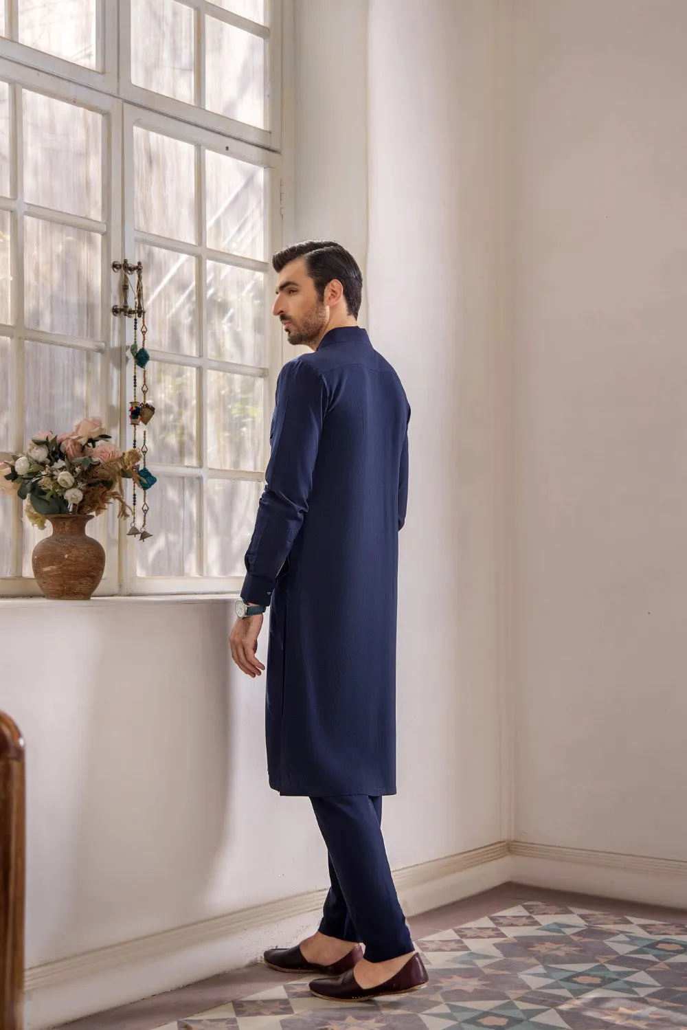 Navy Mens Kurta Trouser