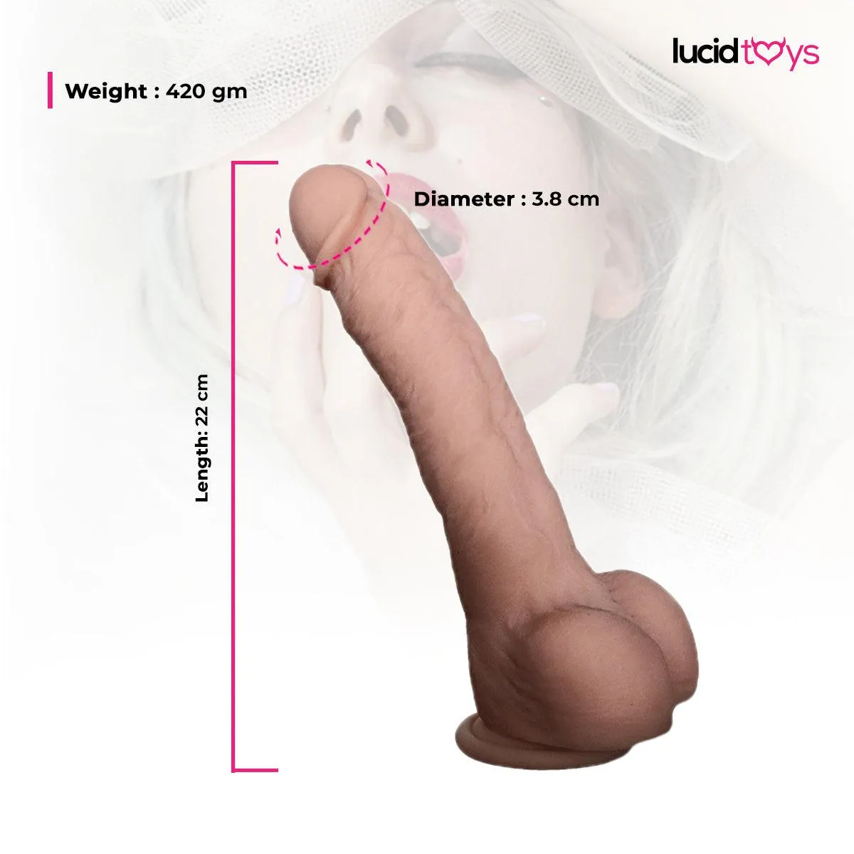 Neojoy - Realstic Silicone Dildo With Suction Cup - 22cm - 420gm - Flesh