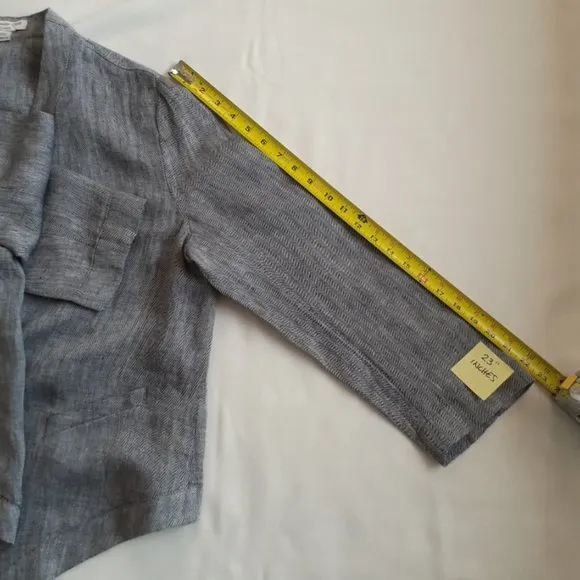 New Coldwater Creek Herringbone Waterfall Linen Jacket - Petite Medium PM