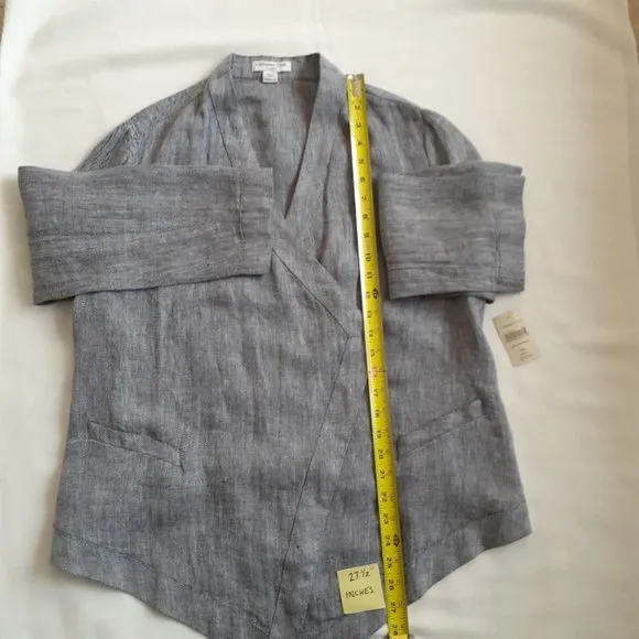 New Coldwater Creek Herringbone Waterfall Linen Jacket - Petite Medium PM