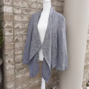 New Coldwater Creek Herringbone Waterfall Linen Jacket - Petite Medium PM