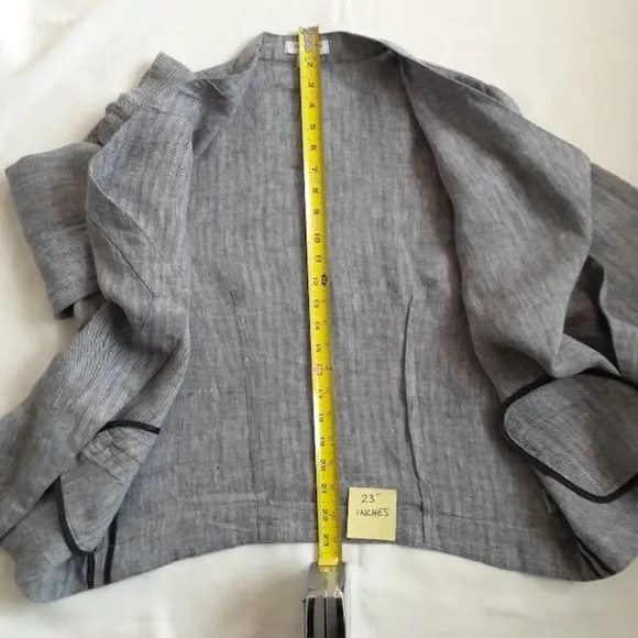 New Coldwater Creek Herringbone Waterfall Linen Jacket - Petite Medium PM