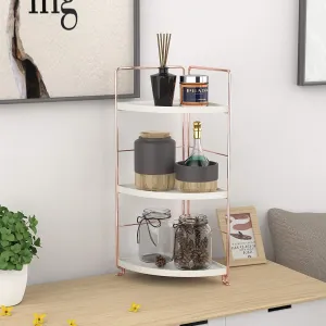 New JANUS LiANG 3-Tier Corner Storage Shelf Bathroom Countertop Organizer Stackable Makeup Storage Holder Vanity Tray Cosmetic Rack Standing Kitchen Spice Rack, Easy to Assemble, Plastic/Metal Rose Gold