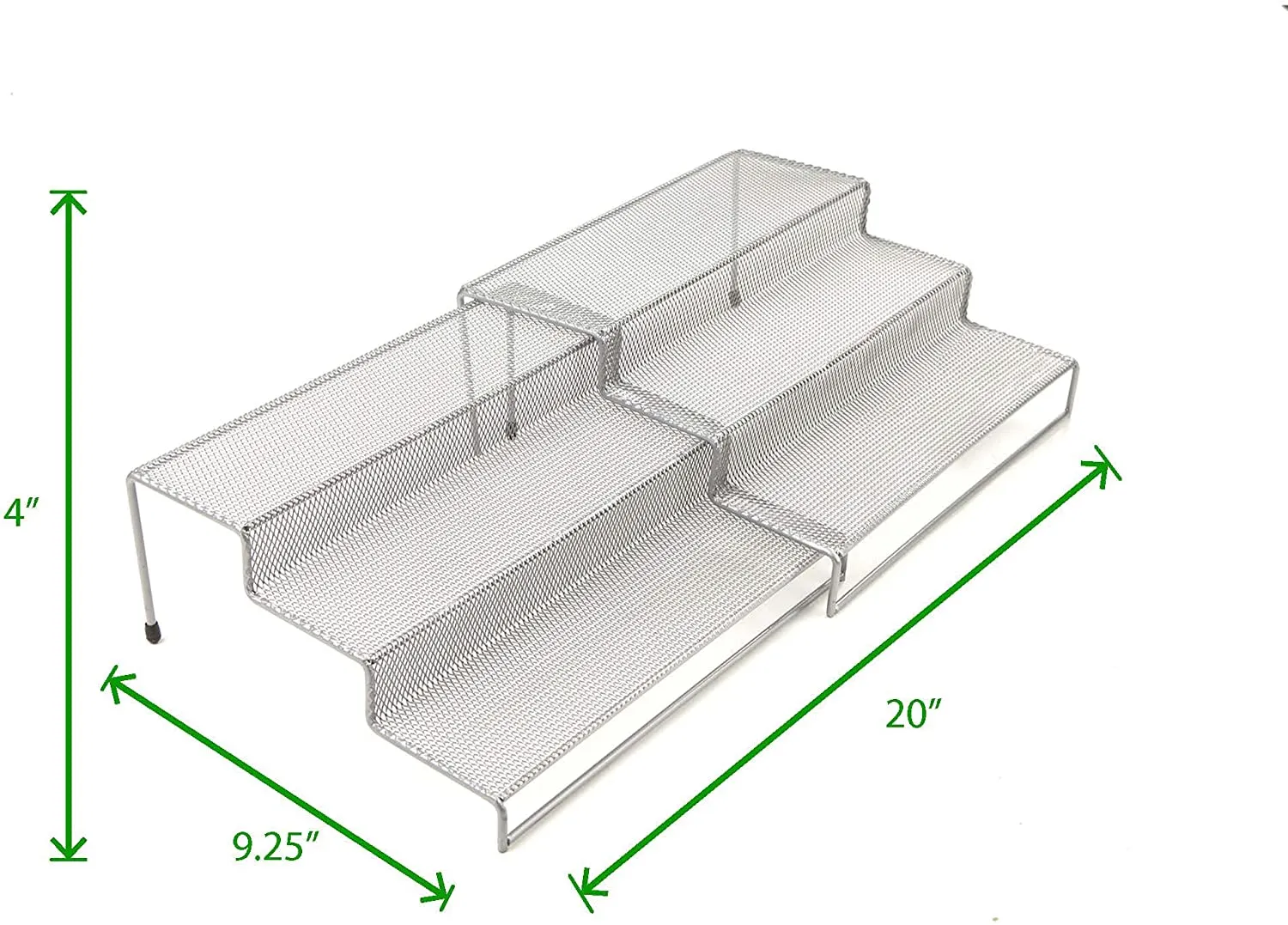 New Mind Reader 3TSHELF2-SIL 3 Tier Metal Mesh Kitchen Storage Organizer, 2 Pcs, Silver