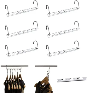 New Multi-Purpose Metal Magic Hangers Cascading Hanger Updated Hook Design Metal Wonder Hangers Closet Space Saving Hangers for Organizing Wardrobe Clothing Hanger 6 Pack