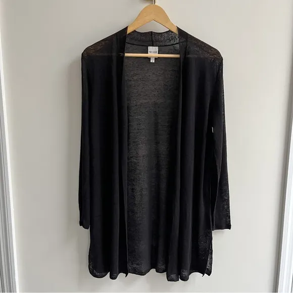 [nic   zoe] linen blend lightweight long back of the chair cardigan black M