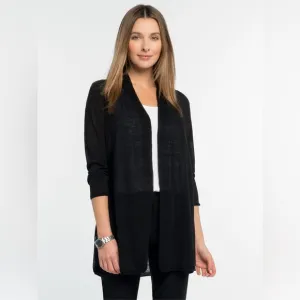 [nic   zoe] linen blend lightweight long back of the chair cardigan black M