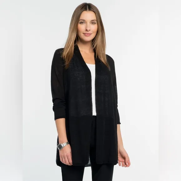 [nic   zoe] linen blend lightweight long back of the chair cardigan black M