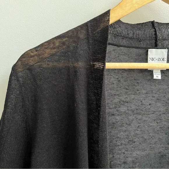 [nic   zoe] linen blend lightweight long back of the chair cardigan black M