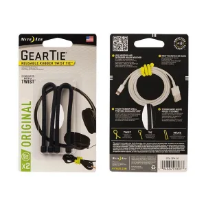 NITE IZE-GEAR TIE - RESUABLE RUBBER-6 INCH-2 PACK