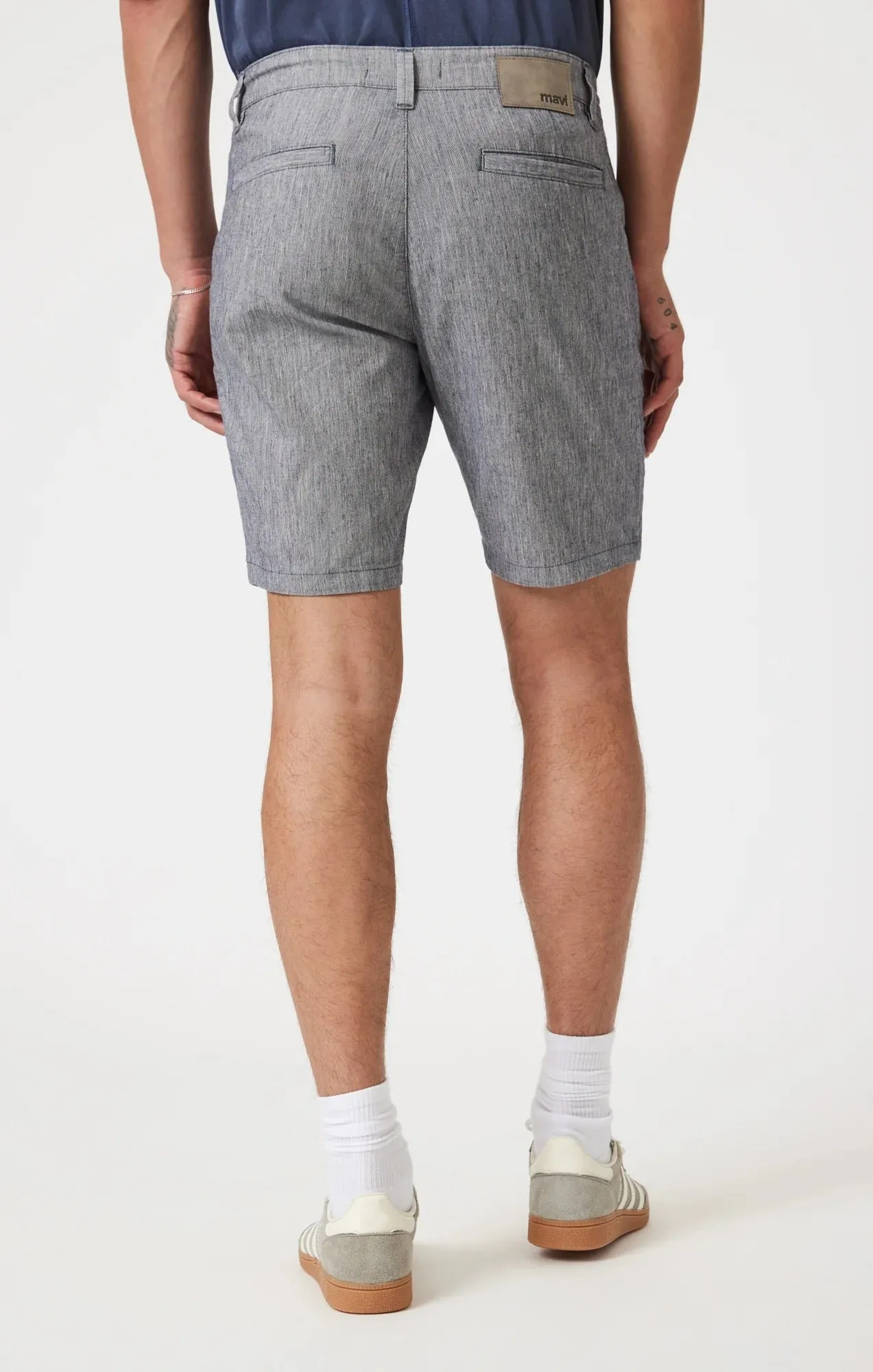 Noah 9" inseam Shorts | Navy Linen Stripe