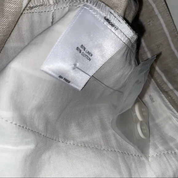 NWOT Gibson Latimer Tan and White Linen Striped Shorts Size 14