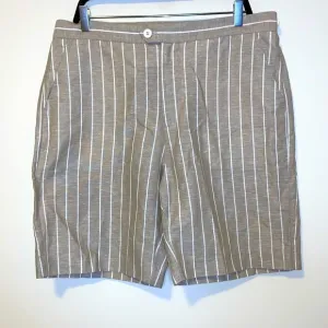 NWOT Gibson Latimer Tan and White Linen Striped Shorts Size 14