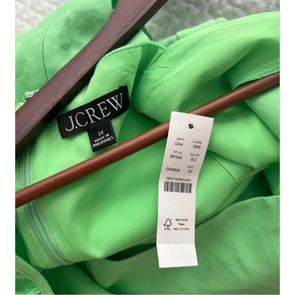 NWT J. Crew Puff Sleeve V-neck Midi Dress in Stretch Linen Blend