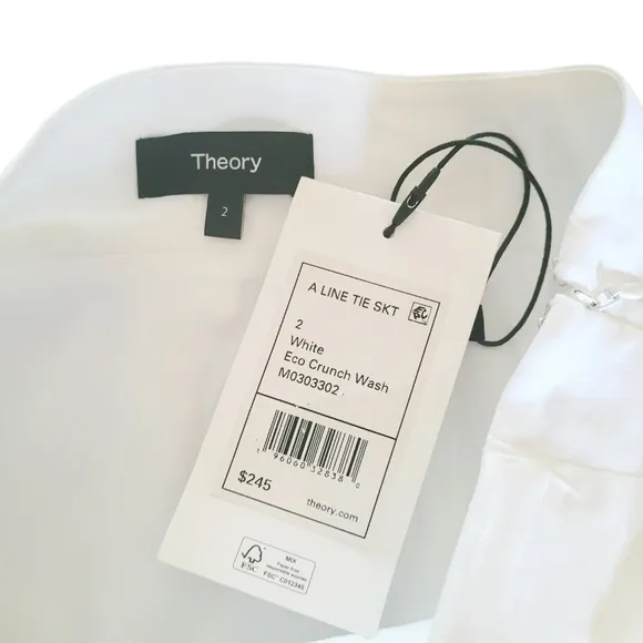 NWT Theory White Linen A-Line Tie Skirt