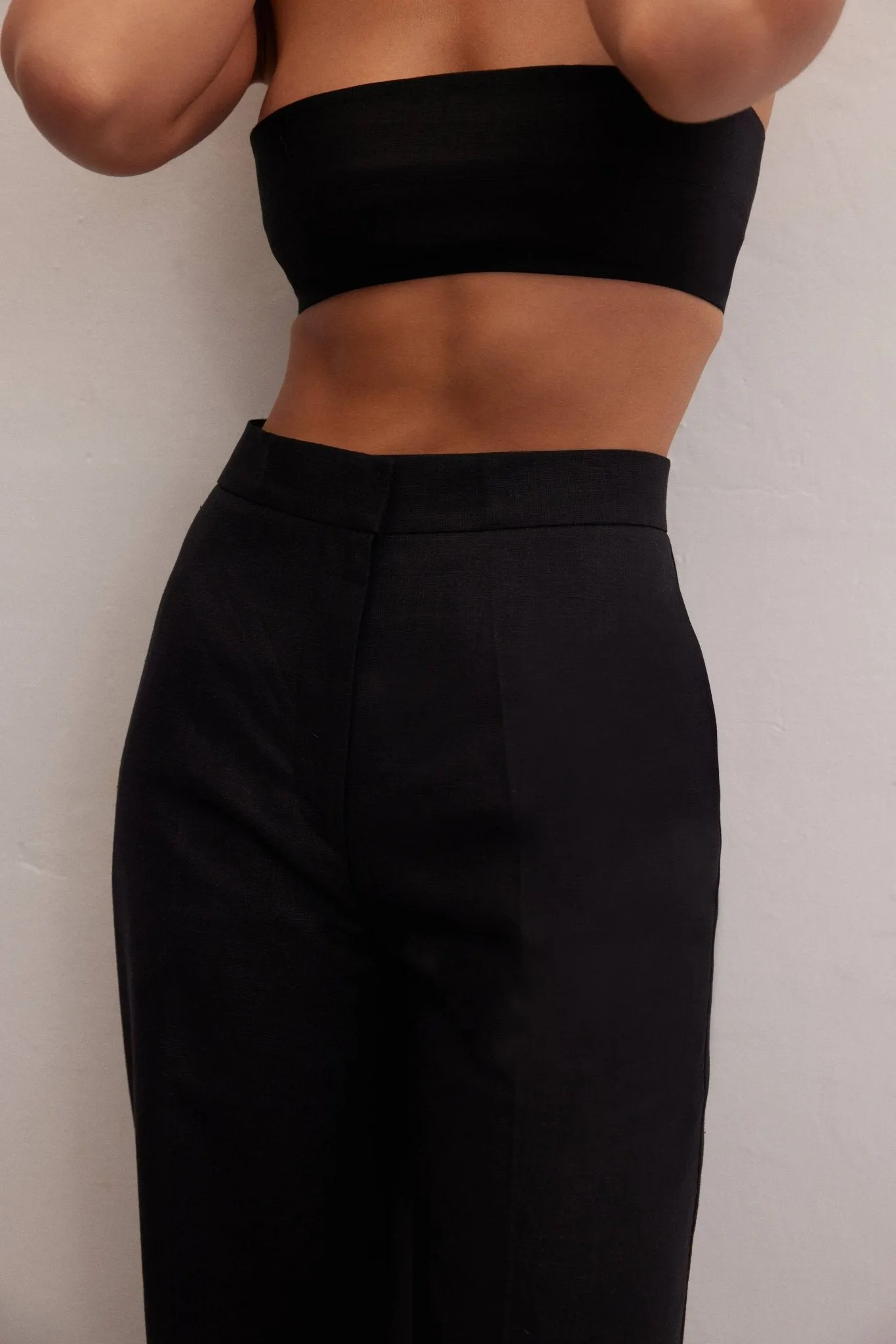 Nyx Pants | High-Waisted Linen Trousers Black