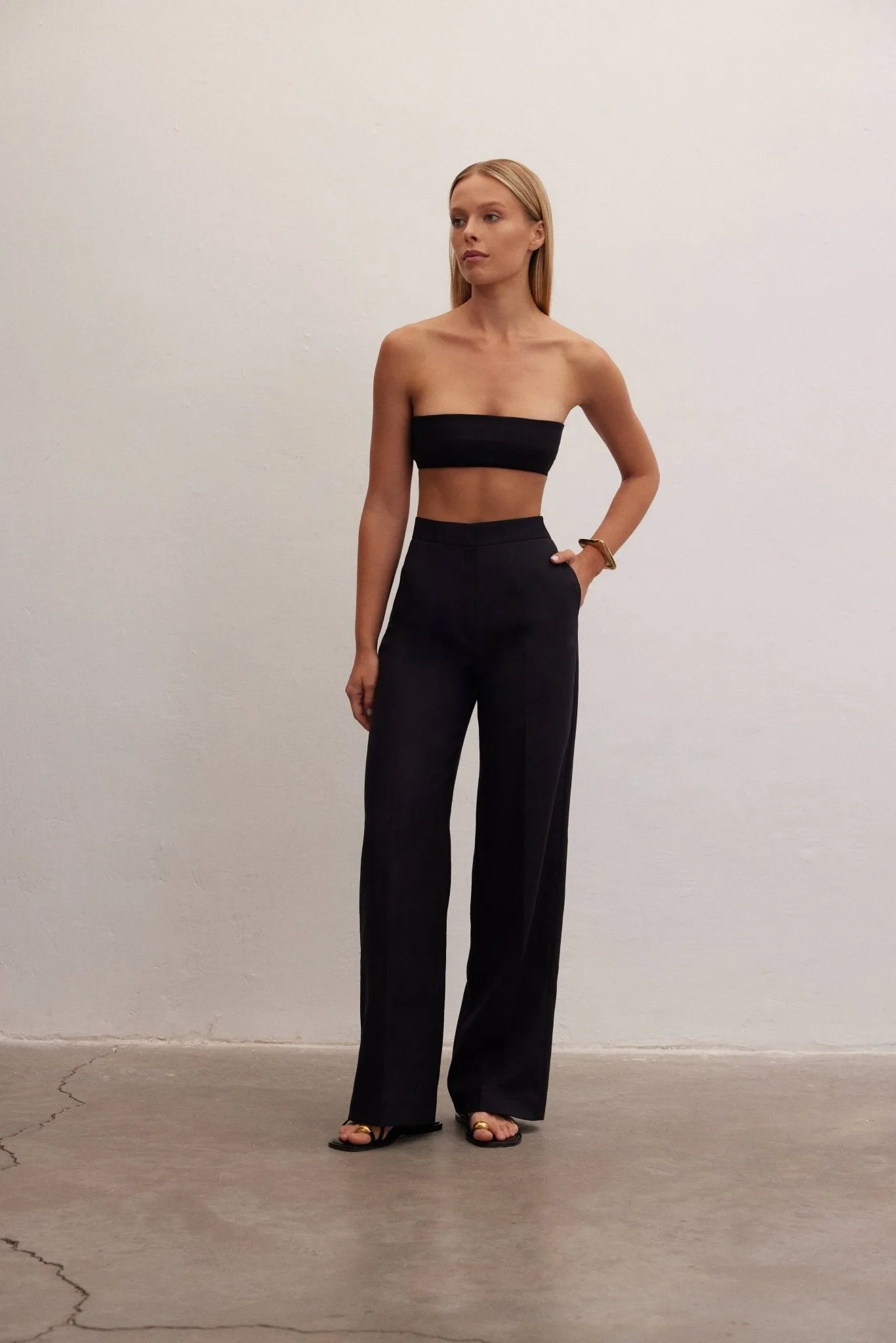 Nyx Pants | High-Waisted Linen Trousers Black