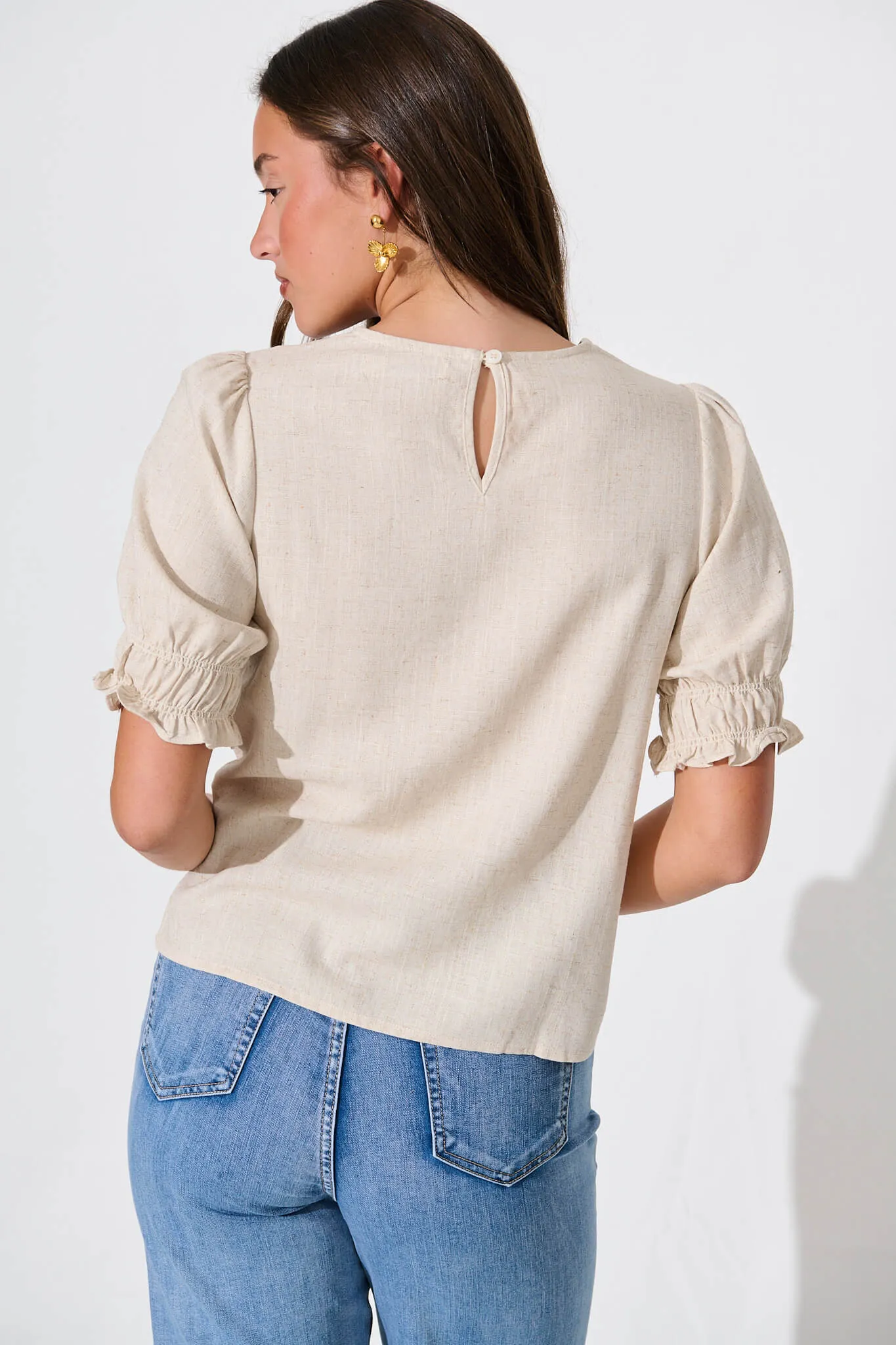 Oatmeal Linen Blend Melanie Top