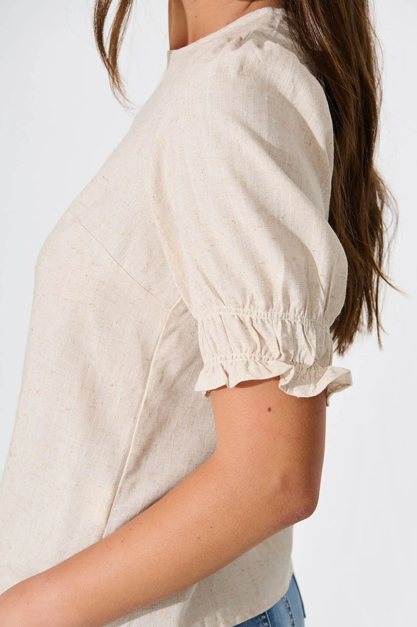 Oatmeal Linen Blend Melanie Top