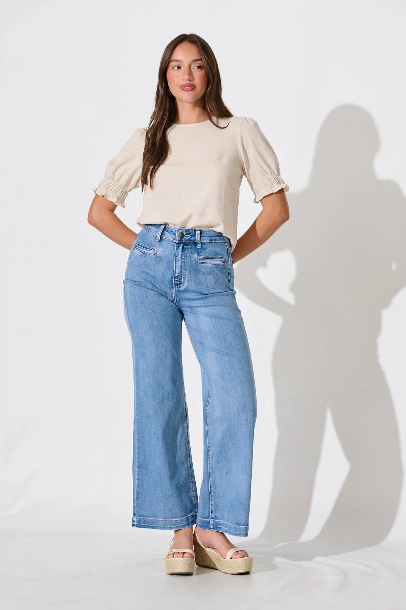 Oatmeal Linen Blend Melanie Top