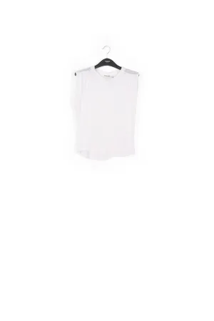 Off-white linen sleeveless T-shirt