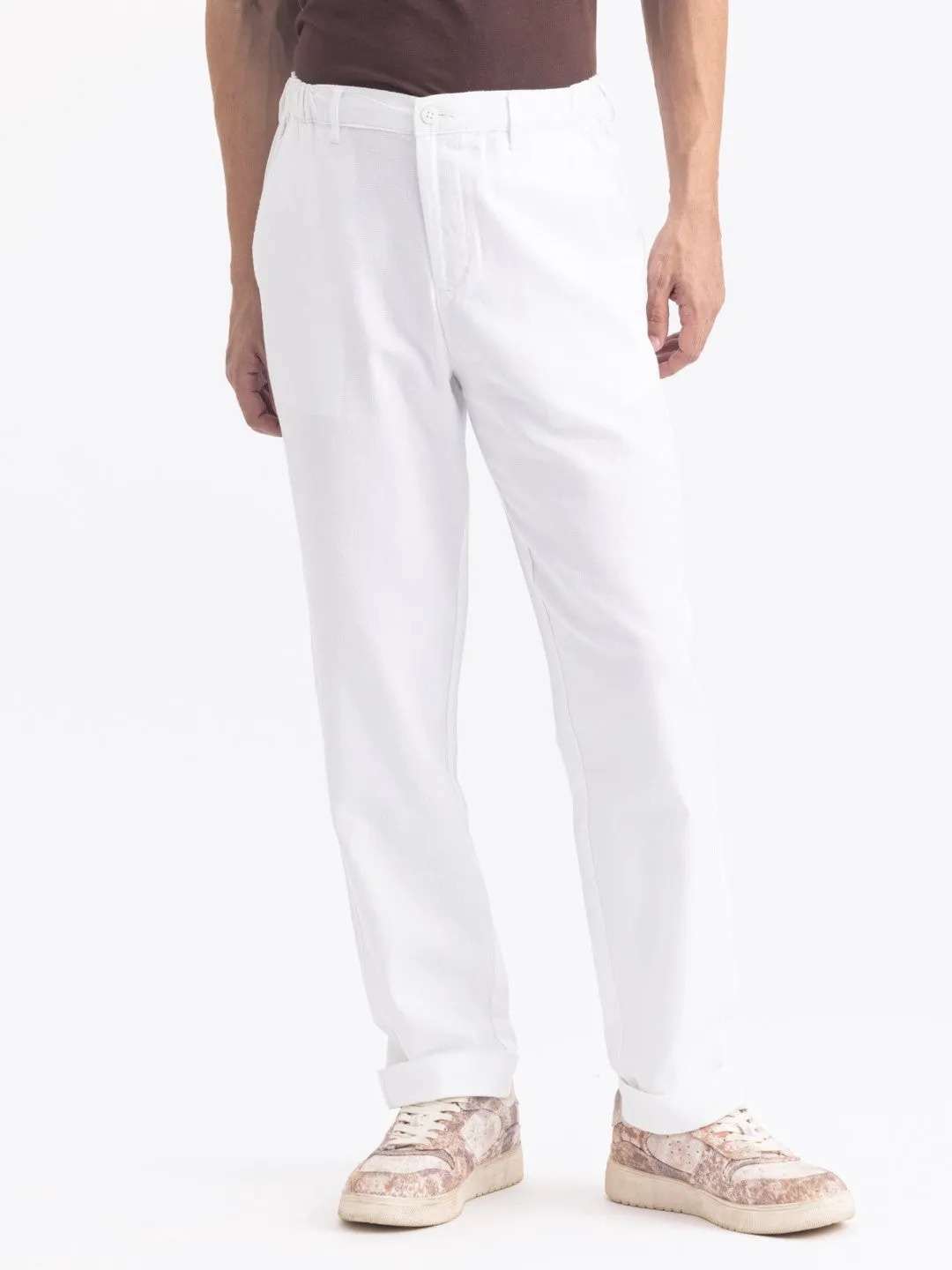 Off White Plain Loose Pants