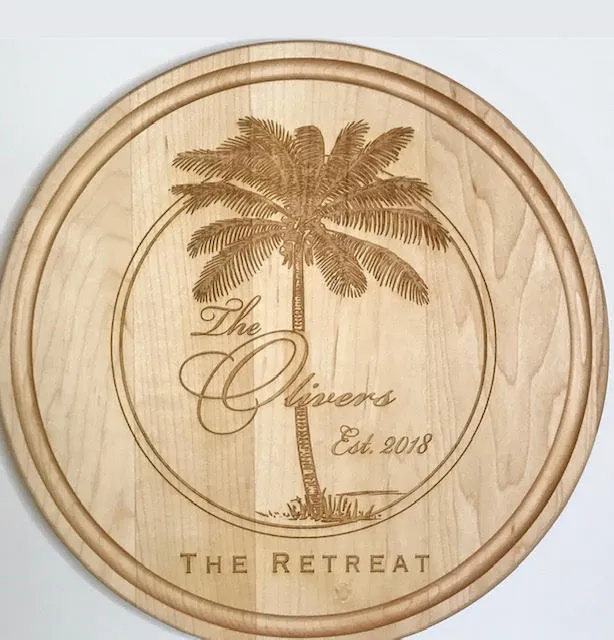 Oliver Beach Palm Round Wooden Charcuterie Board