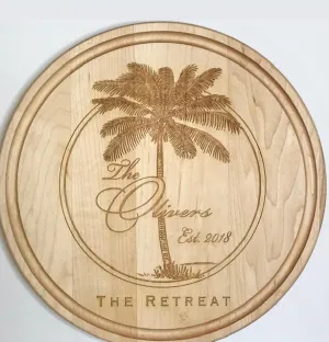 Oliver Beach Palm Round Wooden Charcuterie Board