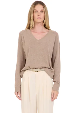 One Grey Day Sloan Linen V-neck Sweater in Stone