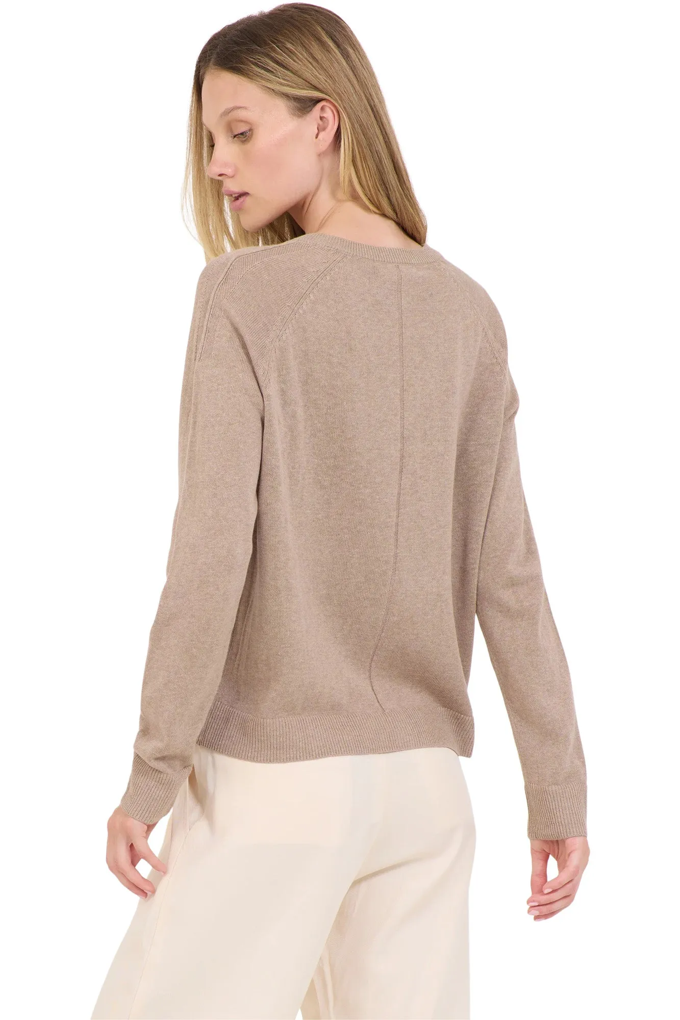 One Grey Day Sloan Linen V-neck Sweater in Stone