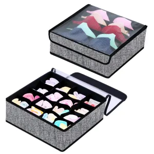 Onlyeasy Foldable Cloth Storage Box Closet Dresser Drawer Organizer Cube Basket Bins Containers Divider with Drawers for Scarves, Underwear, Bras, Socks, Ties, 6 Pack, Stripe, 8MXBCB6P