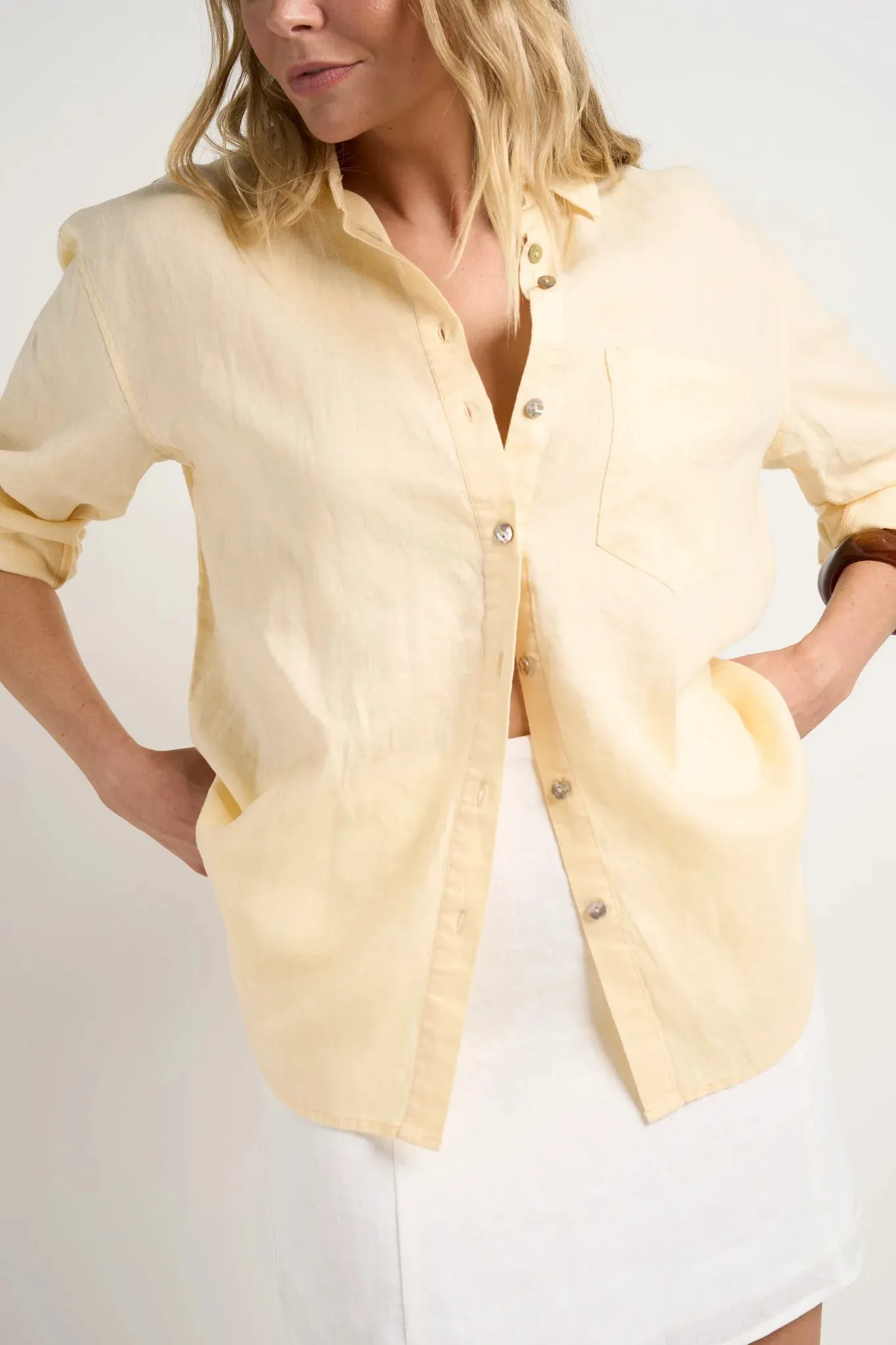 Optimum Linen Oversized Shirt Lemon